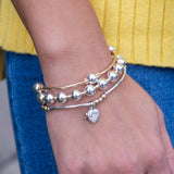 8mm Crystal Sterling Silver and Gold Blessing Bracelet: S