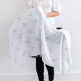 Pink Heavenly Floral Muslin Swaddle Blanket, Premium Cotton