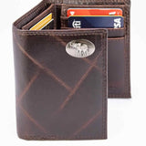 Alabama Crimson Tide Men's Collegiate Trifold Leather Wallet: UAL Wrinkle