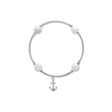 Charmed Aquamarine & Anchor 8mm Blessing Bracelet: Small