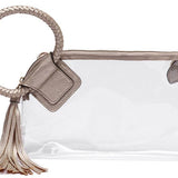 Clear Cuff Handle Wristlet Clutch- Champagne