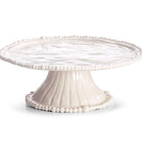 Cream Melamine Cake Plate – Pearl Beaded Edge, Detachable Base