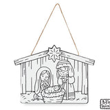 Color-Your-Own Holy Family Wooden Ornament – White Crèche Design