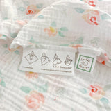 Peachy Pink Watercolor Floral Muslin Swaddle Blanket
