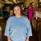 Ocean Blue Washed Boxy Sweater