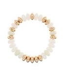 White & Gold Beaded Stretch Bracelet