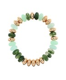 Green & Gold Beaded Stretch Bracelet