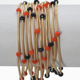Gold Wired Stretch Bracelets with Navy and Orange Gameday Crystal Accents