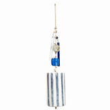 Faded Denim Blue Stripe Artisan Ceramic Wind Chime