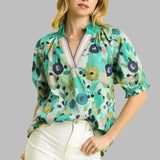 Jade Multi-Color Floral Print Top