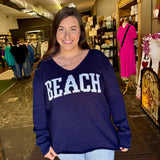 Beach V-Neck Sweater – Navy