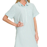Sea Angel Stripe Collared T-Shirt Dress