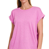 Cotton Modal Slub Rolled Sleeve Tee