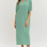 Green Gingham Midi Dress