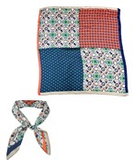 Navy Multi Patchwork Print Square Scarf