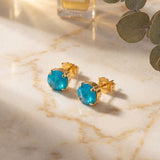 London Stud Earrings Caribbean Blue Opal