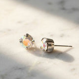 Crystal Simple Stud Earrings- Silver