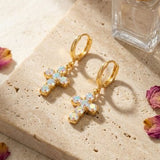 Crystal Carly Cross Huggie Hoop Earrings