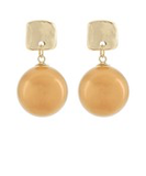 Gold Round Resin Drop Earrings
