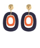 Navy and Orange Oval Statement Earrings