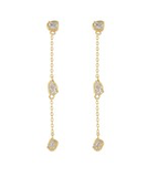 Gold and Clear Crystal Linear Drop Earrings