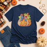 Floral Pumpkin Graphic Tee - Navy