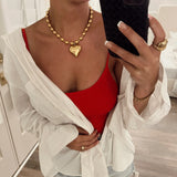 Chansuttpearls Gold Chunky Heart Necklace