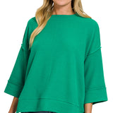 Kelly Green Double Knit 3/4 Sleeve Top