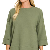 Light Olive Double Knit 3/4 Sleeve Top