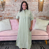Green Gingham Midi Dress