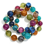 Set of three Chunky Marbled Stretch Bracelets