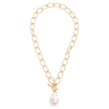 Oval Chain Featuring Pearl Pendant