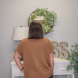 Viscose Mock Neck Short Sleeve Boxy Sweater – Deep Camel
