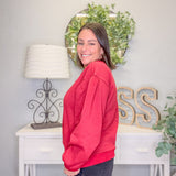 Pleated Pullover Sweatshirt – Burgundy