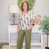 Straight Leg Ruffle Hem Pants – Olive