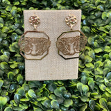 Gold Elephant Filigree Earrings