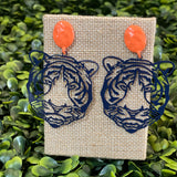 Navy Tiger Filigree Earrings