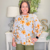 Golden Garden Striped Blouse (S-3XL)