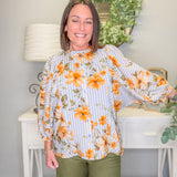 Golden Garden Striped Blouse (S-3XL)