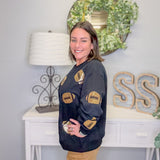 Sarah Sequin Football Sweatshirt – Black & Gold