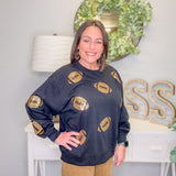 Sarah Sequin Football Sweatshirt – Black & Gold