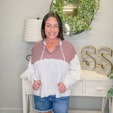 Front Tie Stripe Top – Crimson & White