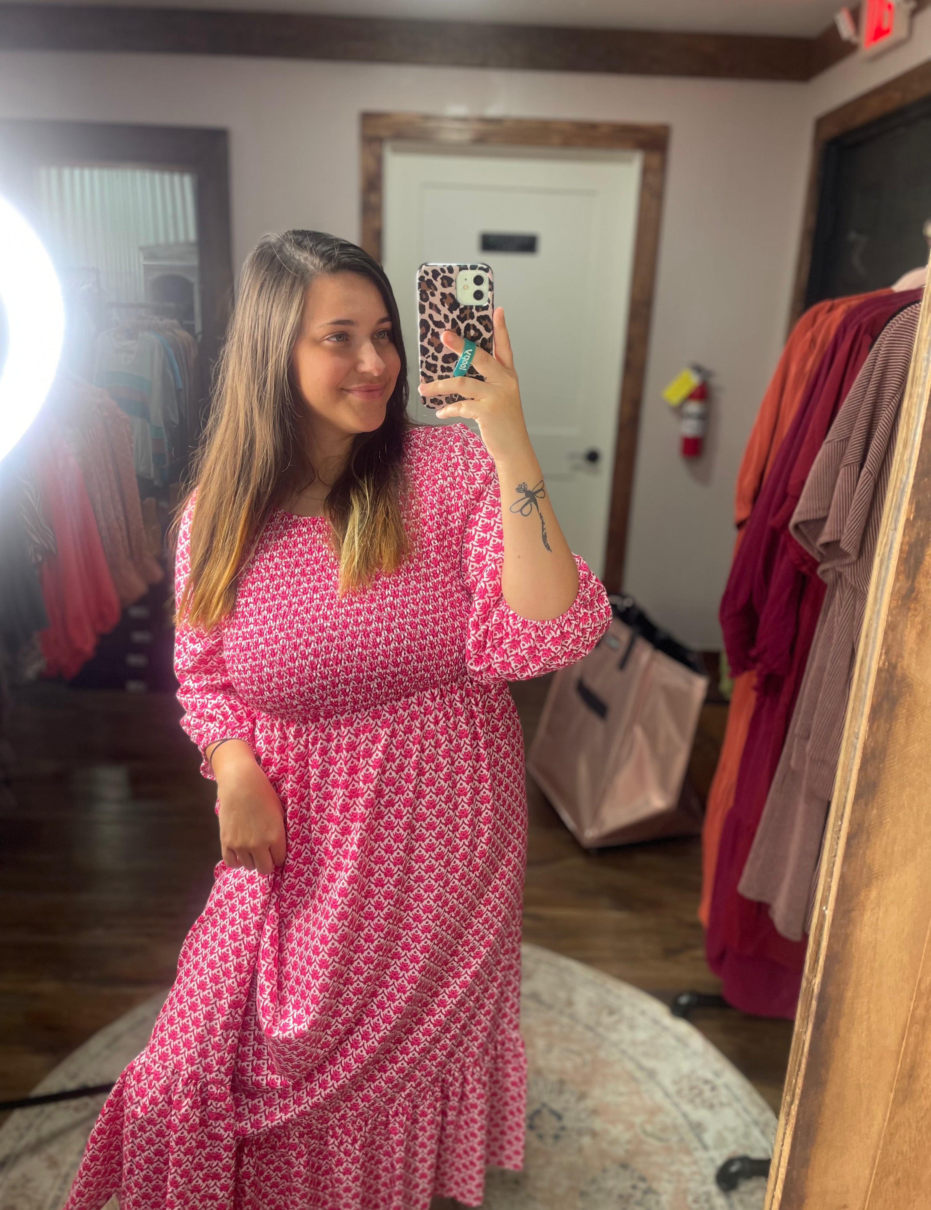 Pink printed maxi dress 