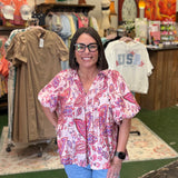 Pretty in Paisley Puff Sleeve Top