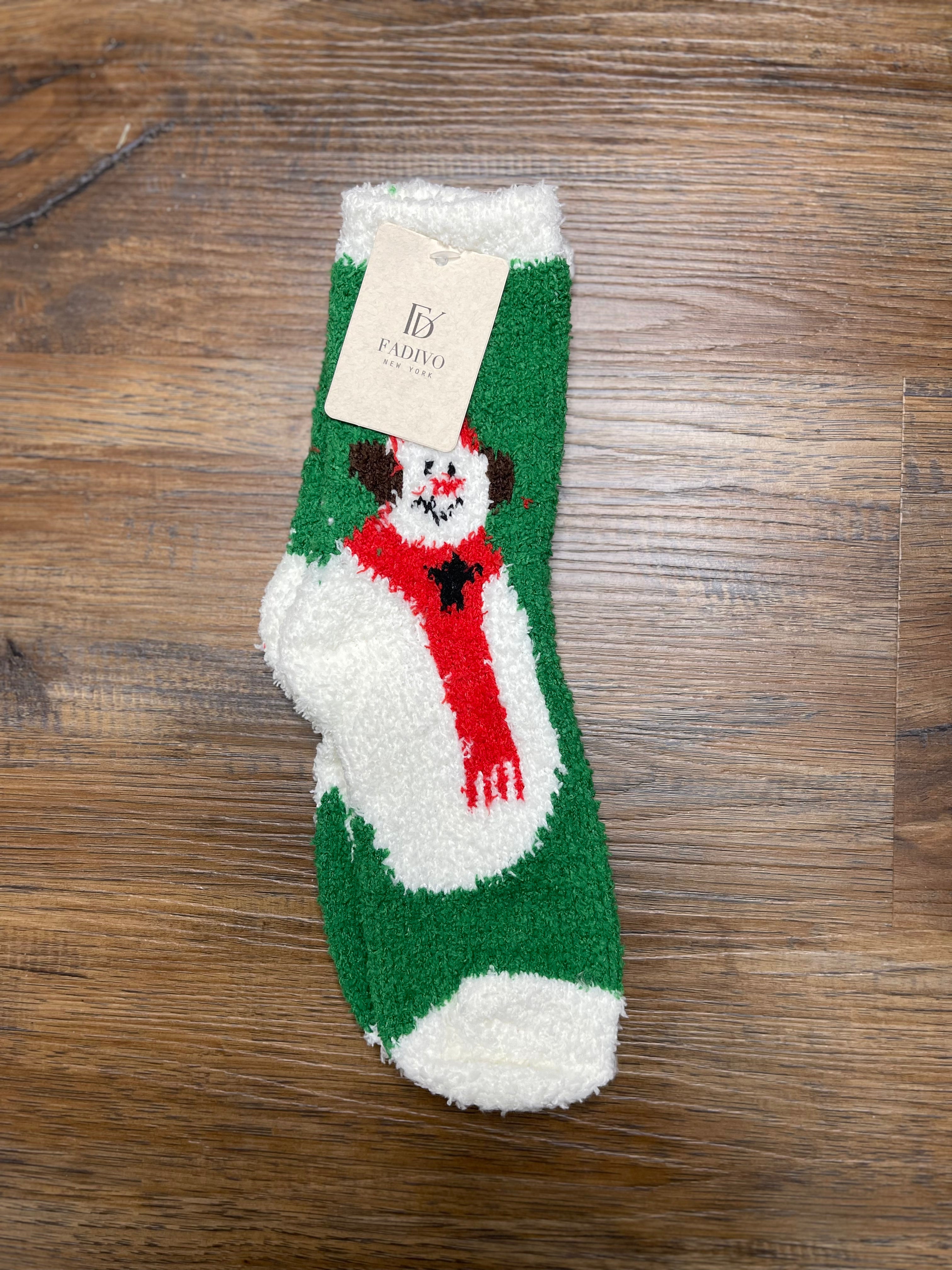 Mens Fuzzy Socks Size 10-13 Christmas Cozy Slipper Socks For Men - Fuzzy Non-Slip Winter Socks With Snowflake Fleece Lining (Fits Shoe Sizes 6-11) Snowman Slipper Socks