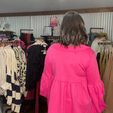 Pink Bliss French Terry Bubble Sleeve Top