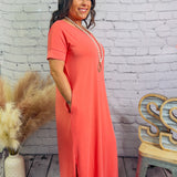 Breezy Elegance V-Neck Maxi Dress