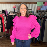 Magenta Dream Ruffle Sweater