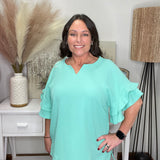 Whimsical Jacquard Ruffle Sleeve Top