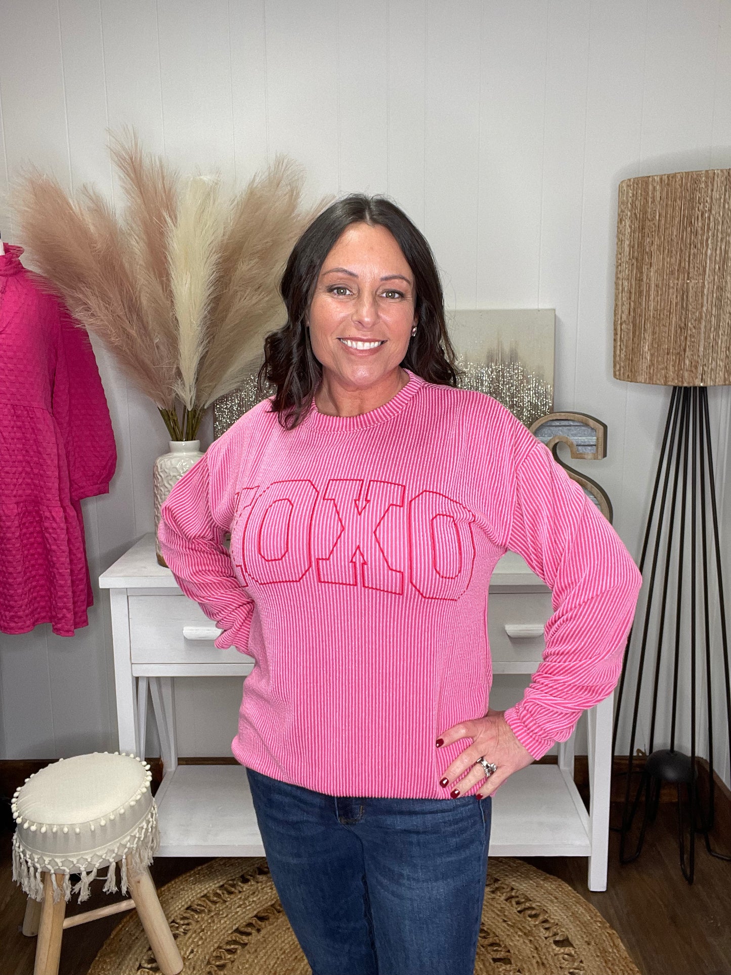 Love-Stamped Elegance: XOXO Long Sleeve Ribbed Top